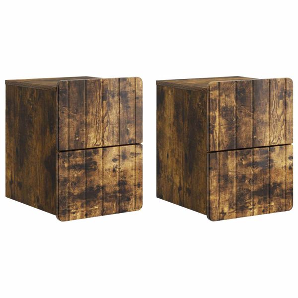 vidaXL Nástenná nočná skrinka 2 pcs Dymový dub 33 x 34,5 x 43 cm