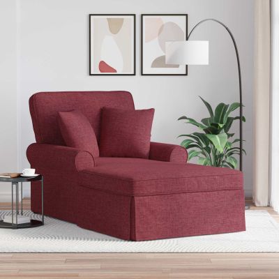 vidaXL Pufa s sukňou s vankúšom s vankúšom 3 pcs Víno červené látka