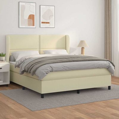 vidaXL Boxspring posteľ s matracom krémová 160x200 cm umelá koža