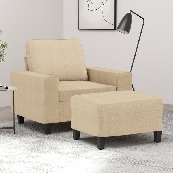 vidaXL Kreslo s podnožkou krémové 60 cm látkové