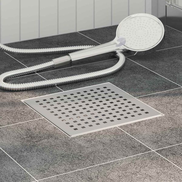 vidaXL Odtok sprchy s bodkami Strieborná 20 x 20 cm Nerezová oceľ 304