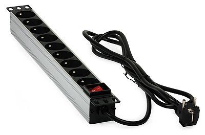 Prodlužovací prívod do Racku (19" RACK, 1U, 9x zásuvka, vypínač)