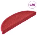 vidaXL Schodové rohože 20 ks 56x17x3 cm červené polkruhové