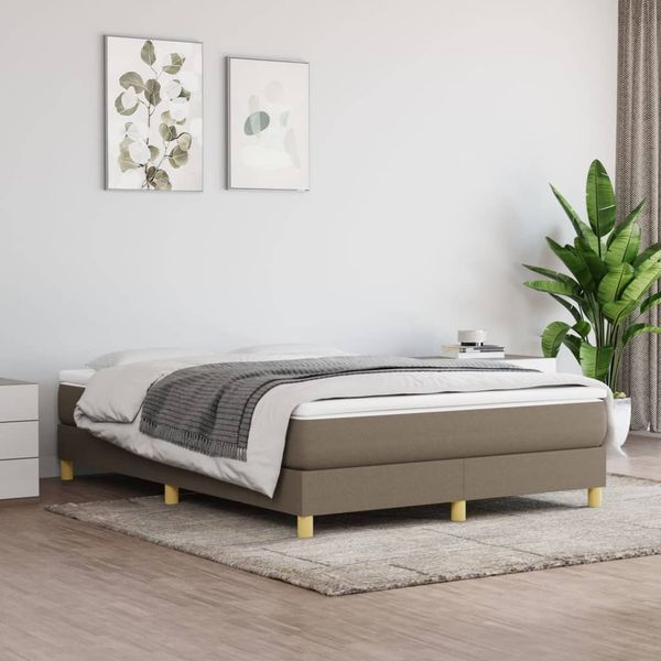 vidaXL Posteľný rám s boxspringom sivohnedá 140x200 cm látka