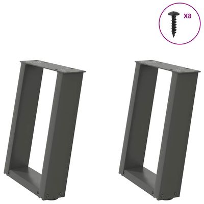 vidaXL Nohy konferenčného stolíka v tvare U, 2 ks, antracitové, 28 x (42-43) cm, oceľ