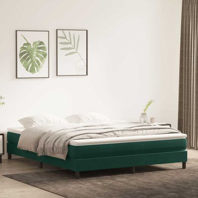 vidaXL Box Spring Posteľ bez matraca Tmavo zelená 180x220 cm Zamat