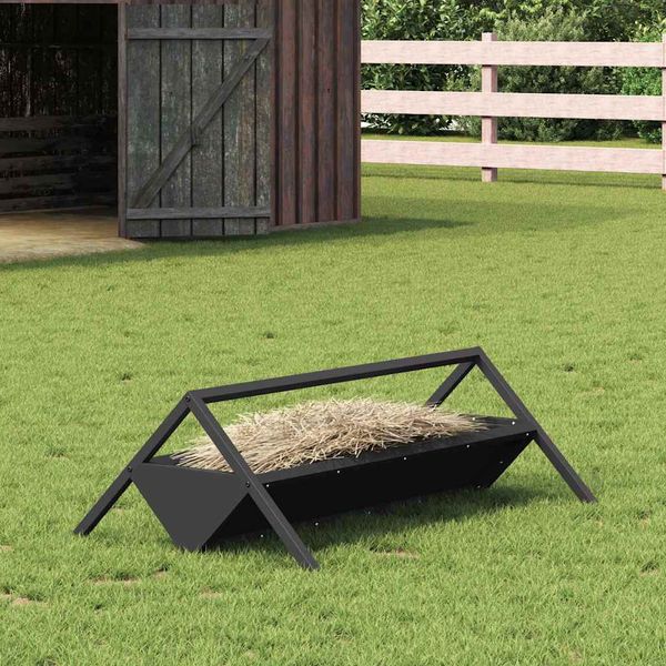 vidaXL Žľab na krmivo pre hospodárske zvieratá Čierna 111 x 76 x 38 cm