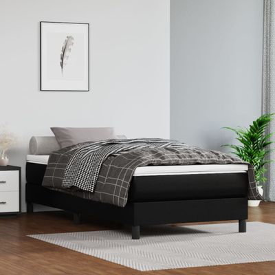 vidaXL Matrac s taštičkovými pružinami stredná tvrdosť čierny 90x200x20 cm umelá koža