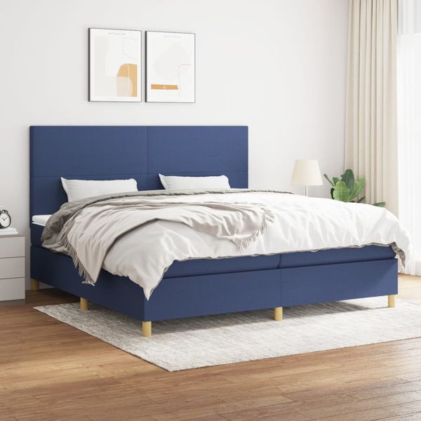 vidaXL Boxspring posteľ s matracom modrá 200x200 cm látka
