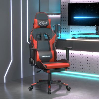 vidaXL Herná stolička s podnožkou čierna a červená umelá koža