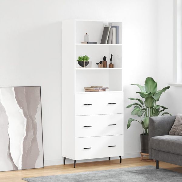 vidaXL Vysoká skrinka lesklá biela 69,5x34x180 cm spracované drevo