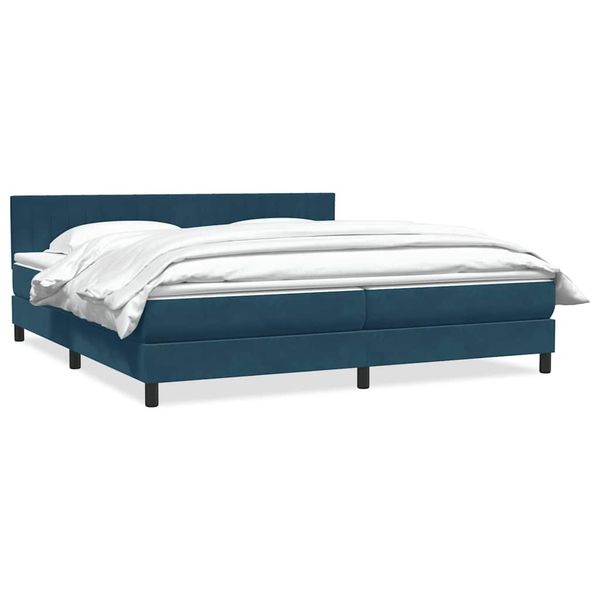 vidaXL Box Spring Posteľ s matracom Tmavomodrá 180x220 cm Zamat