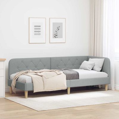 vidaXL Rohový rám postele Svetlosivá 80 x 200 cm látka