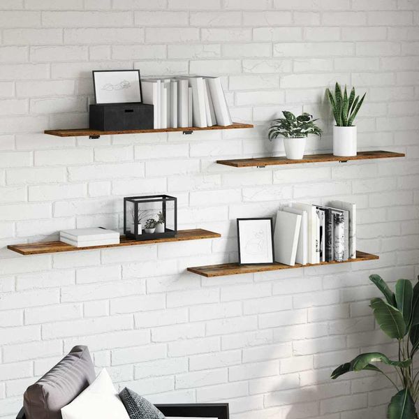 vidaXL Polica na knihy 4 pcs Hnedá 100 x 20 x 1,5 cm Kompozitné drevo