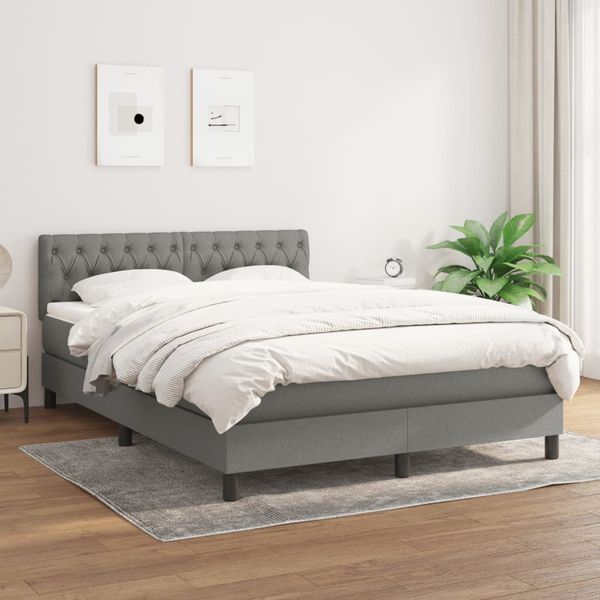 vidaXL Boxspring posteľ s matracom tmavosivá 140x190 cm látka