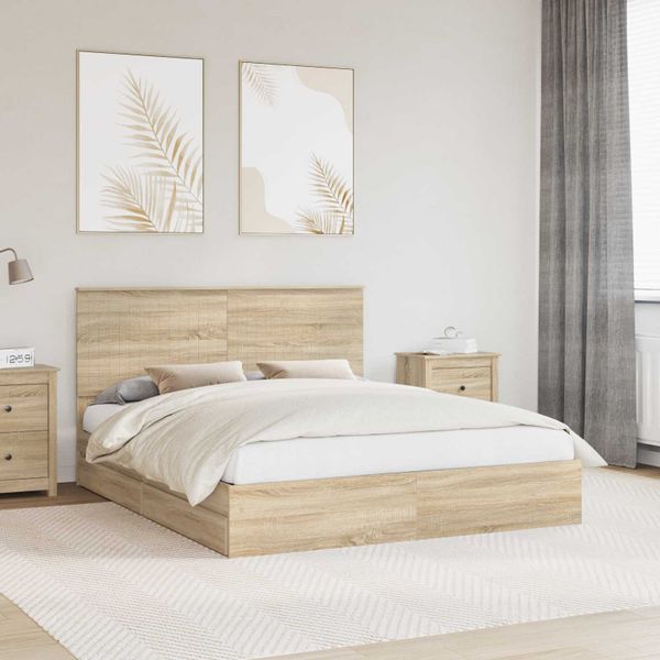 vidaXL Úložná posteľ Sonoma dub 160 x 200 cm Kompozitné drevo