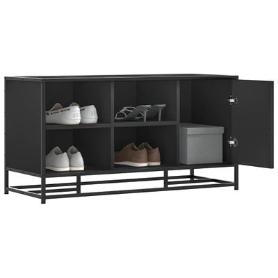 vidaXL Lavica na topánky čierna 100x40x53,5cm kompozitné drevo+kov