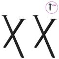 vidaXL Nohy k jedálenskému stolu v tvare X, 2 ks, čierne, 90 x (72-73) cm, oceľové