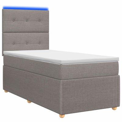 vidaXL LED boxspring posteľ s matracom Sivohnedá 90 x 200 cm Látka