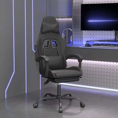 vidaXL Otočná herná stolička s podnožkou čierna umelá koža