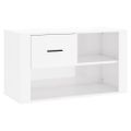 vidaXL Botník lesklý biely 80x35x45 cm spracované drevo