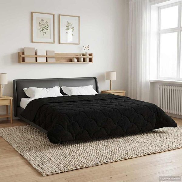 vidaXL Prikrývka na celý rok Šnurovaný Čierna 200 x 240 cm