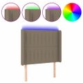 vidaXL Čelo postele s LED sivohnedé 93x16x118/128 cm látka