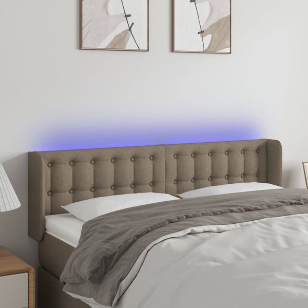 vidaXL Čelo postele s LED sivohnedé 147x16x78/88 cm látka