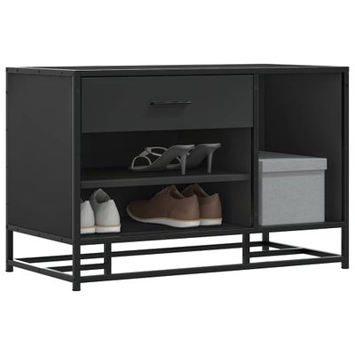vidaXL Lavica na topánky čierna 80x40x53,5 cm kompozitné drevo+kov