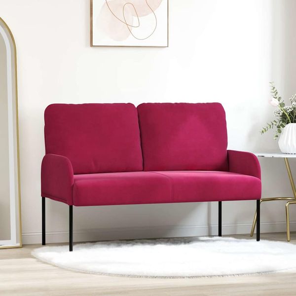 vidaXL Pohovky s vankúšom 110cm Víno červené Preglejka