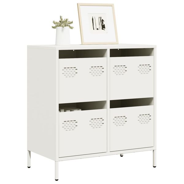 vidaXL Komoda biela 68x39x73,5 cm oceľ valcovaná za studena
