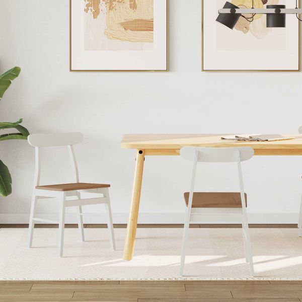 vidaXL Jedálenská stolička 2 pcs Biela a prírodná 43 x 44,5 x 77 cm