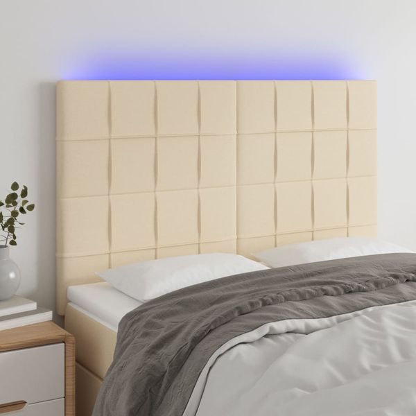 vidaXL Čelo postele krémové 144x5x118/128 cm látka