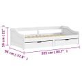 vidaXL Denná posteľ s 2 zásuvkami biela 90x200cm masívna borovica IRUN