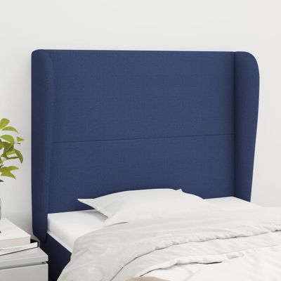 vidaXL Čelo postele so záhybmi modré 83x23x118/128 cm látka