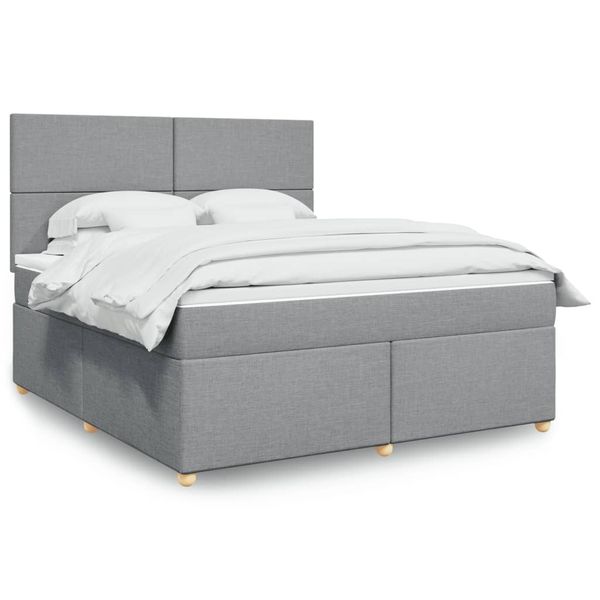vidaXL Boxspring posteľ s matracom bledosivá 180x200 cm látka