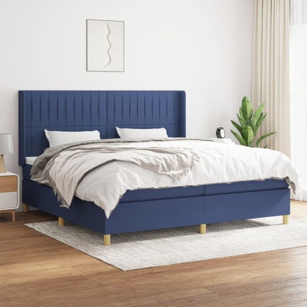 vidaXL Boxspring posteľ s matracom modrá 200x200 cm látka