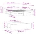 vidaXL Posteľný rám so zásuvkami biely 140x200 cm kompozitné drevo