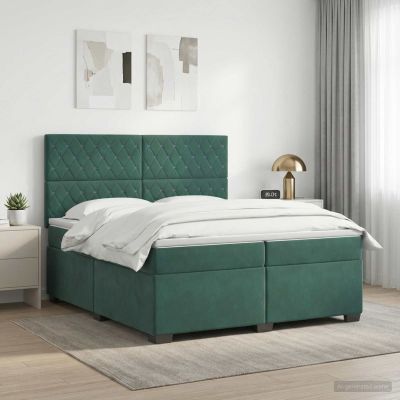 vidaXL Posteľ boxspring s matracom Tmavozelená 200 x 200 cm Zamat