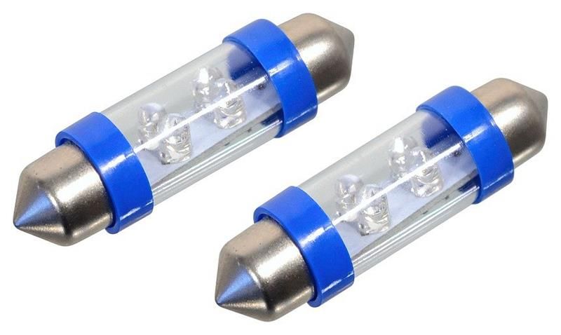 Žiarovka 4LED 12V suf. SV8.5 38mm modrá 2ks
