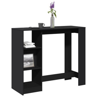 vidaXL Barový stôl s policami čierny 124x46x103,5 cm kompozitné drevo