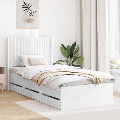 vidaXL Posteľový rám s úložným priestorom a čelom Biela 75 x 190 cm