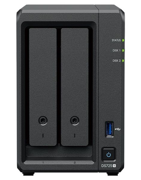 Synology DS725+ DiskStation Sieťové úložisko NAS, 2× 2,5"/3,5" SATA III, 2× M.2 NVMe, dual-core 2,6GHz, 4GB DDR4, 1× 2,5G LAN, 1× GbE LAN, 1× USB 3.0, 1× USB-