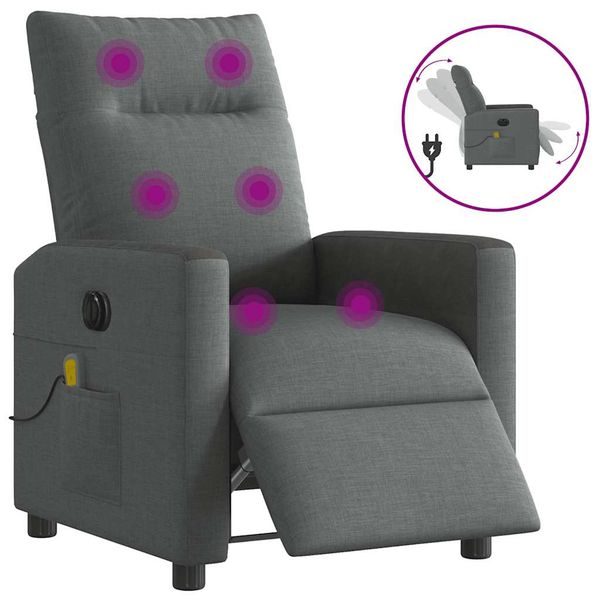 vidaXL Elektrické masážne sklápacie kreslo tmavosivé látka