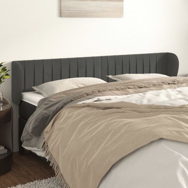 vidaXL Čelo postele so záhybmi tmavosivé 203x23x78/88 cm zamat