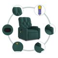 vidaXL Masážne kreslo s polohovacím mechanizmom, tmavozelené, látkové