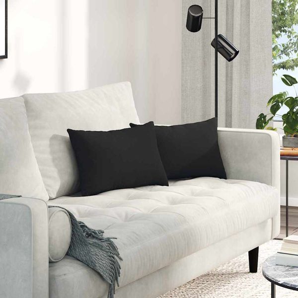 vidaXL Vankúše na pohovku 2 pcs Čierna 50 x 30 cm látka