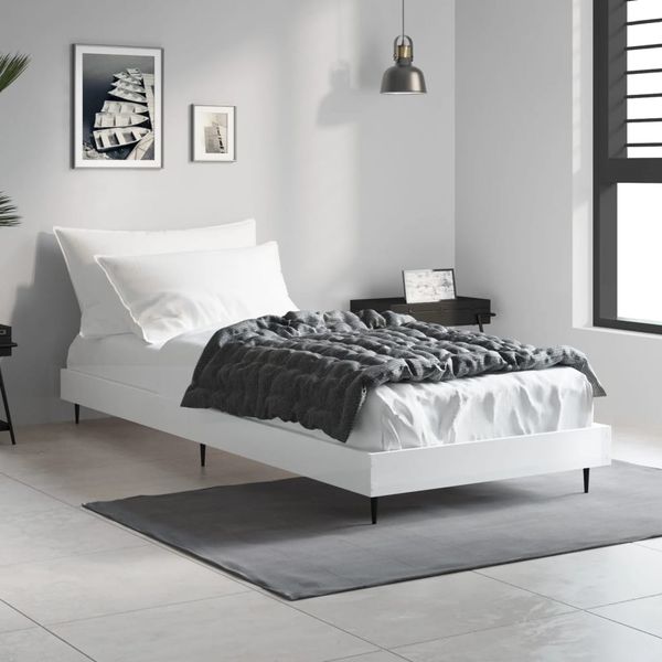 vidaXL Posteľný rám lesklý biely 75x190 cm kompozitné drevo