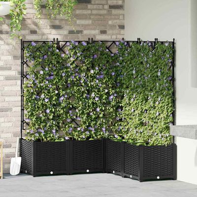vidaXL Záhradný kvetináč 5 pcs Čierny 120 x 120 x 143 cm Plast