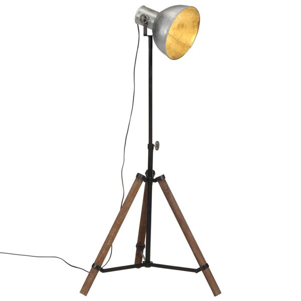vidaXL Podlahová lampa 25 W starožitná strieborná 75x75x90-150 cm E27